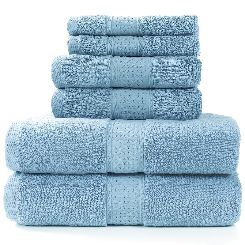 "6pcs Soft and Absorbent Towel Set for Bathroom - Includes 2 Bath Towels (27.5"" x 55""), 2 Hand Towels (13"" x 29""), and 2 Wash Cloths (13"" x 13"") - Available in Solid Colors"