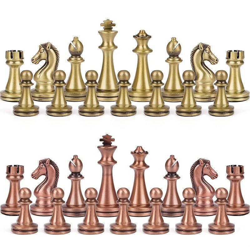 Premium International Chess Set - Solid Wood Foldable Box & Zinc Alloy Metal Weighted Pieces