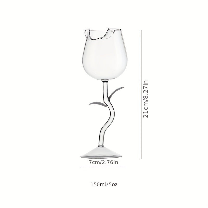 1pc, Unique And Elegant Rose Shaped Wine Glass, 150ml/5oz, Stemmed Wine Glass, Perfect For Red Wine, Cocktails, And More