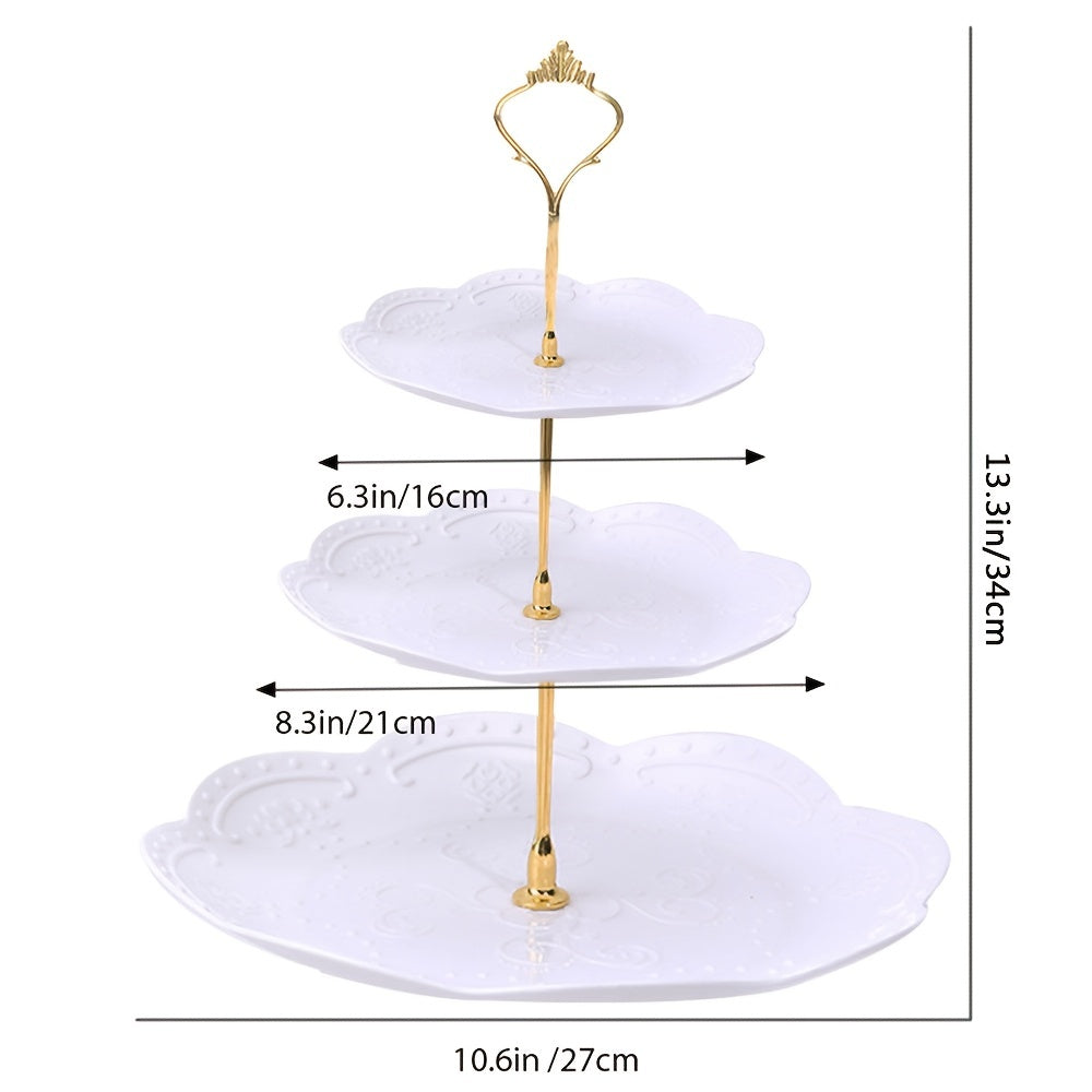 1 Set, 3-Tier Cake Tray And Stand - Perfect For Weddings, Parties, And Kitchen Use - Durable Cupcake Display Stand For Dried Fruit And Wedding Cakes