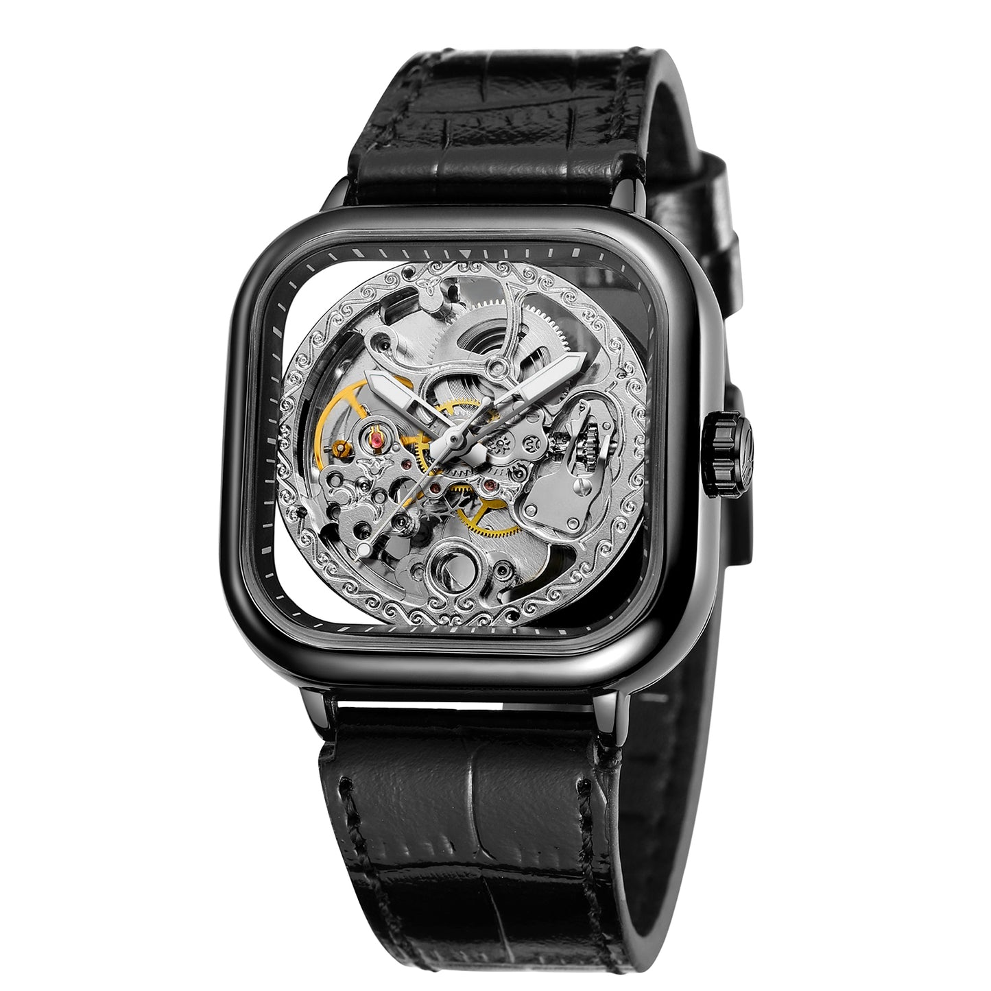 Square hollow men's automatic mechanical watch