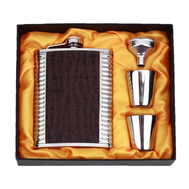 7 Oz Two-cylinder Stainless Steel Hip Flask, Portable