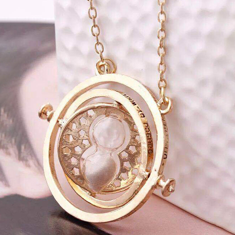 1pcs Funky Hourglass Time Converter Pendant Necklace, Men Women Alloy Ring Jewelry Suitable For Parties Halloween And Other Festivals