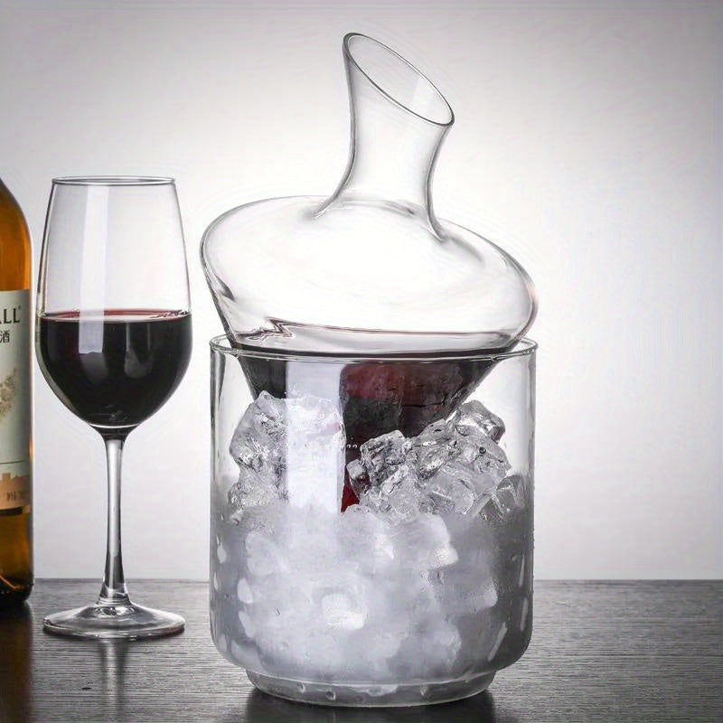 1pc, Wine Decanter, Cone-shape Glass Ice Bucket, Red Wine Decanter, Hand Blown Invert Wine Dispenser, Wine Container, Whiskey Decanter, Bar Tool