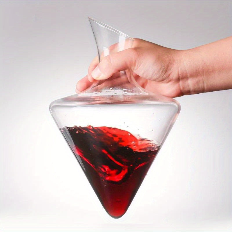 1pc, Wine Decanter, Cone-shape Glass Ice Bucket, Red Wine Decanter, Hand Blown Invert Wine Dispenser, Wine Container, Whiskey Decanter, Bar Tool