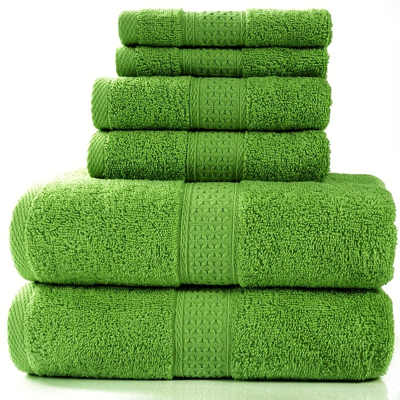 "6pcs Soft and Absorbent Towel Set for Bathroom - Includes 2 Bath Towels (27.5"" x 55""), 2 Hand Towels (13"" x 29""), and 2 Wash Cloths (13"" x 13"") - Available in Solid Colors"