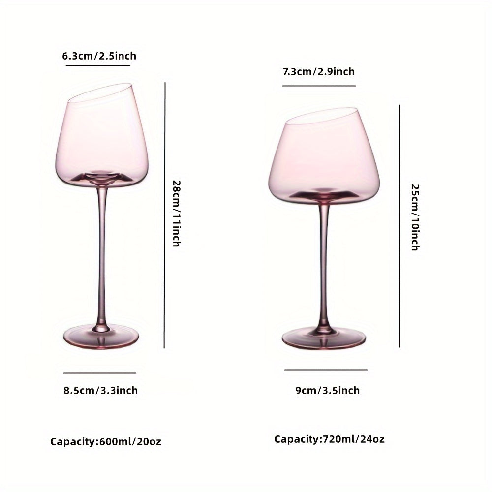 2pcs, Lead-Free Crystal Concave Bottom Bevel Red Wine Glasses Goblet - Pink Flamingo Style Crystal Wine Glass Champagne Glasses Bordeaux Cocktail Glass