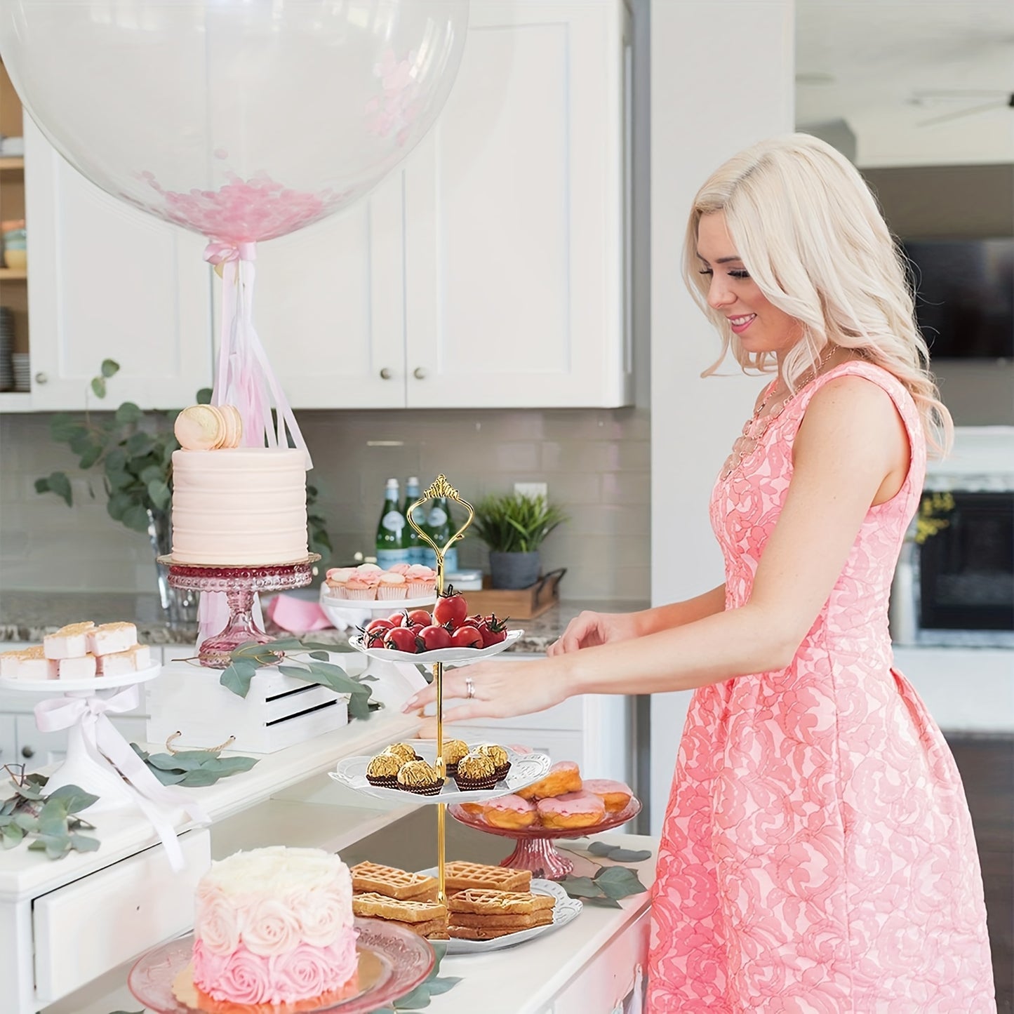 1 Set, 3-Tier Cake Tray And Stand - Perfect For Weddings, Parties, And Kitchen Use - Durable Cupcake Display Stand For Dried Fruit And Wedding Cakes