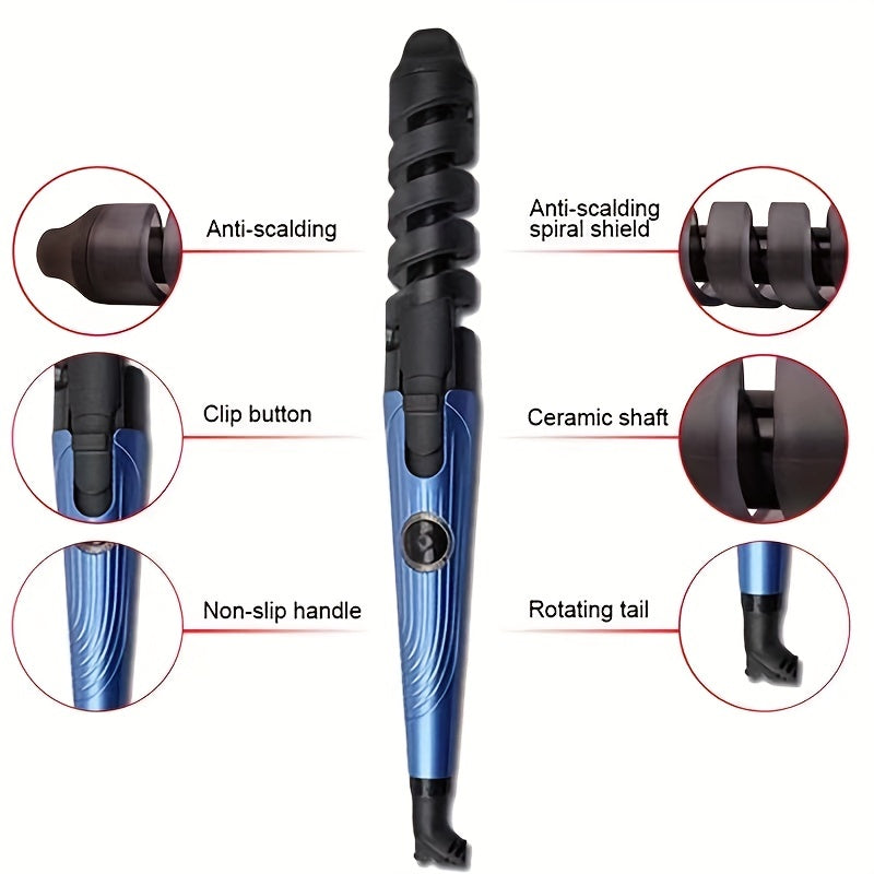 3pcs Blue Hairdressing Tools Set, Hair Straightener Flat Iron, Curling Iron, V Shaped Hair Comb, Multifunctional Hair Styling Tools For Barber Salon Home Use