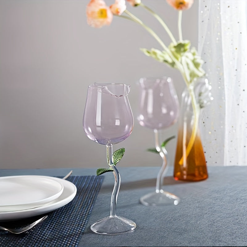 1pc, Unique And Elegant Rose Shaped Wine Glass, 150ml/5oz, Stemmed Wine Glass, Perfect For Red Wine, Cocktails, And More