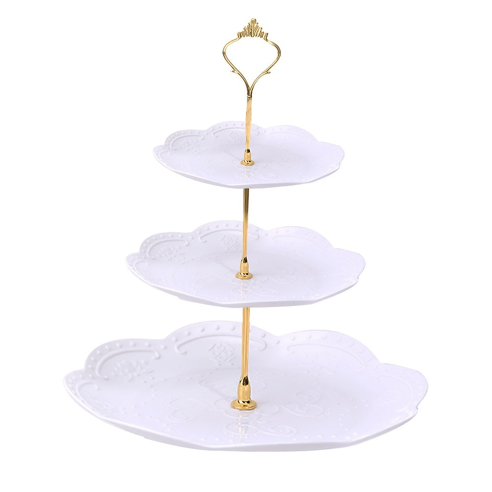 1 Set, 3-Tier Cake Tray And Stand - Perfect For Weddings, Parties, And Kitchen Use - Durable Cupcake Display Stand For Dried Fruit And Wedding Cakes