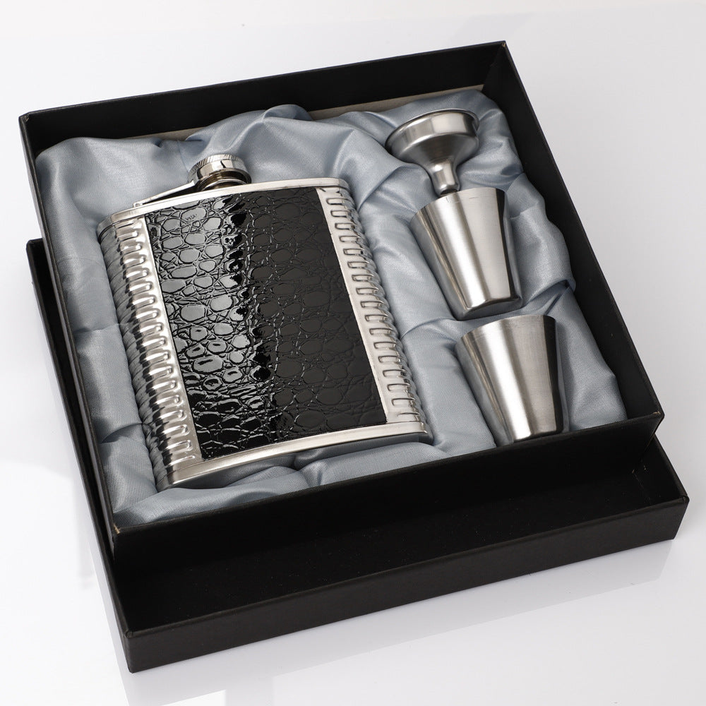 7 Oz Two-cylinder Stainless Steel Hip Flask, Portable