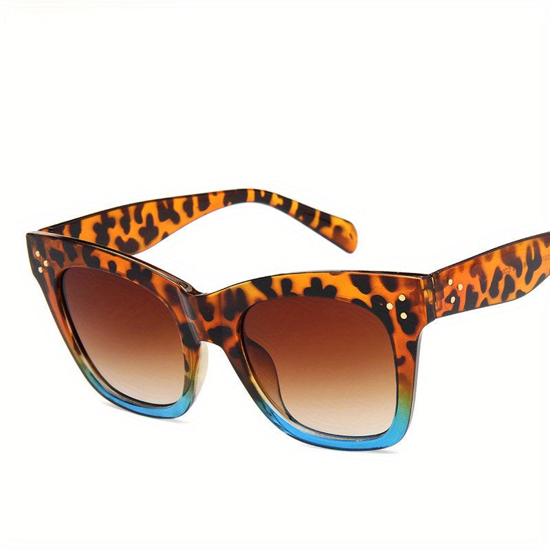 Vintage Leopard Cat Eye Sunglasses Large Frame Gradient Color Sunshade Eyewear Women Driving Eyeglasses