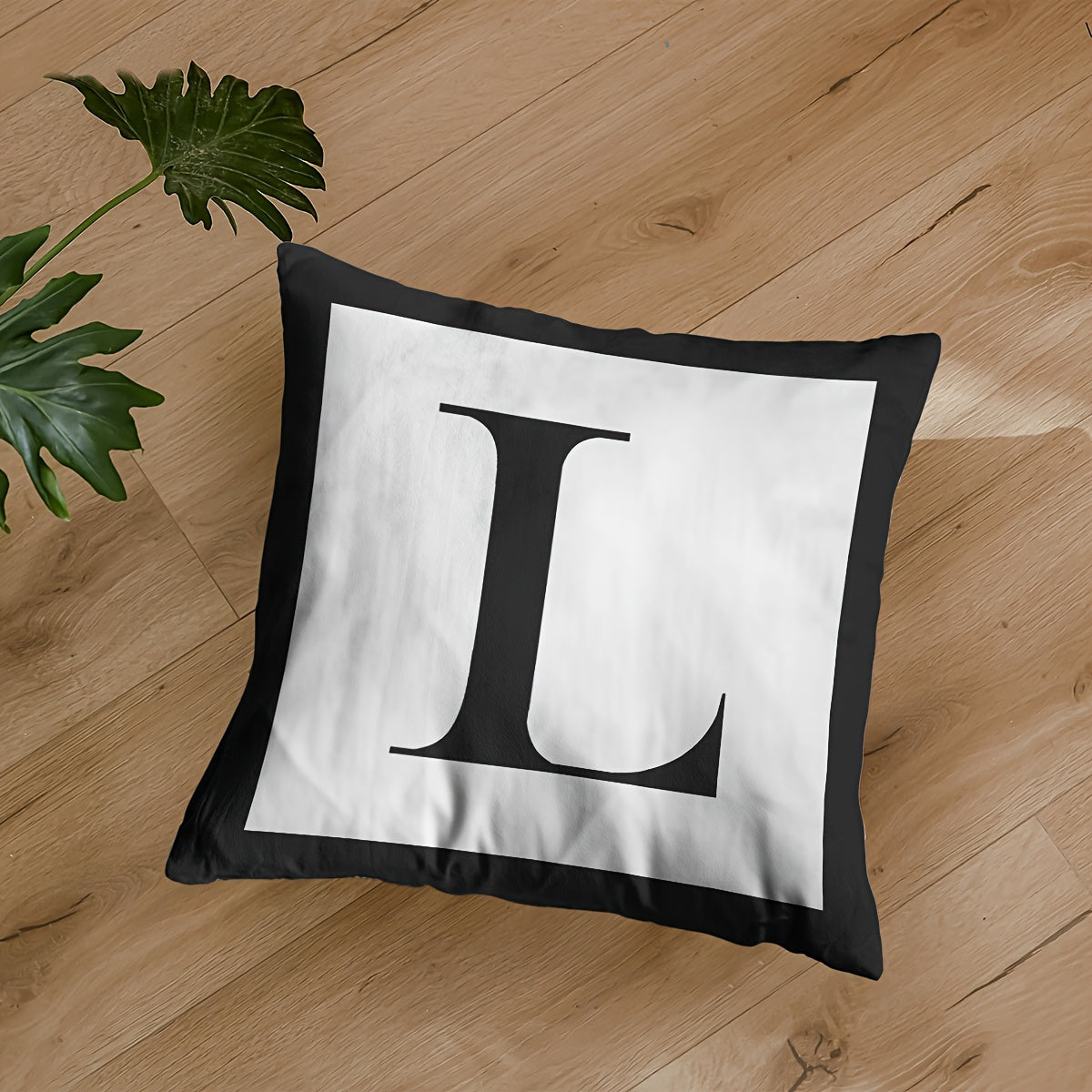 1pc No Pillow Core Initial Letter Pattern Throw Pillow Case,, Modern Simple Style Polyester Fiber Square No Pillow Core Waist Support Soft Cushion Cover Cushion Cover For Anniversary Name Abbreviation Sofa Bedroom Living Room Home Decoration