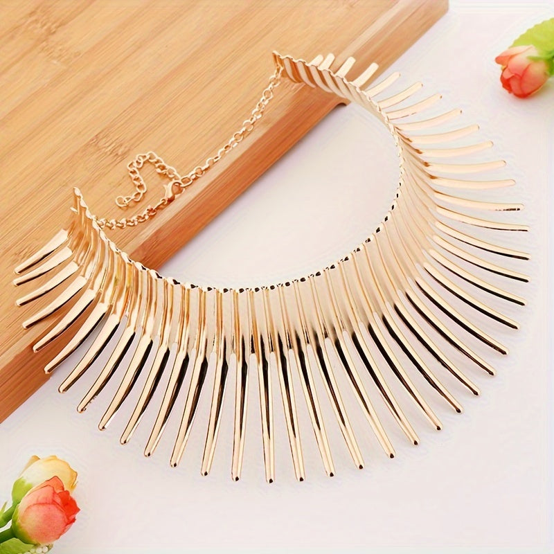 Fashionable And Exaggerated Blooming Sun Collar Necklace Drop Earring Set Women's Alloy Jewelry Accessories For Birthday, Festival, Party Engagement And Wedding Jewelry Gifts