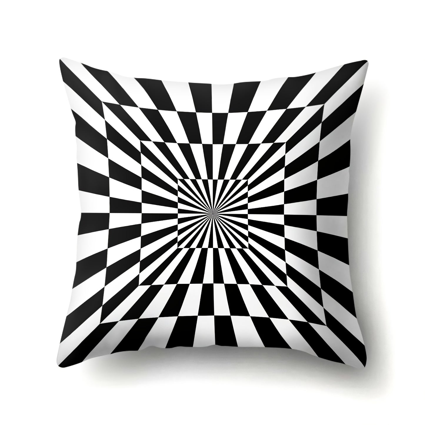 1pc Geometry Cushion Cover, Black White Striped Dotted Grid Pattern Throw Pillow Case 44cm X 44cm/17.32 X 17.32 Inches