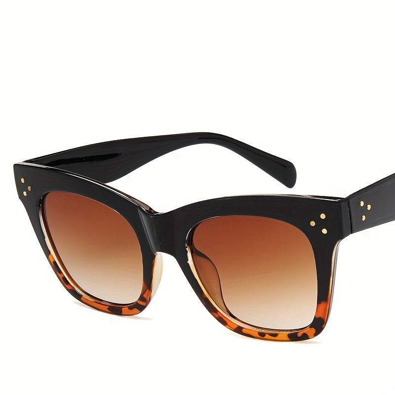 Vintage Leopard Cat Eye Sunglasses Large Frame Gradient Color Sunshade Eyewear Women Driving Eyeglasses