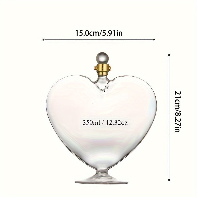 1pc Heart-shaped Decanter, 11.83oz-33.81oz Minimalist Creative Heart-shaped Decanter, Large Capacity Red Wine Decanter, Creative Love Ornament, Nis Shaped Red Wine Decanter, Lead-free Sealed Empty Wine Bottle, Glass Craft Valentine's Day Ornament