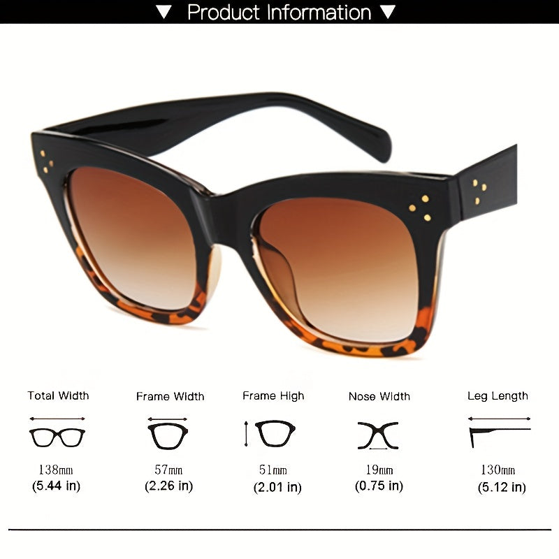 Vintage Leopard Cat Eye Sunglasses Large Frame Gradient Color Sunshade Eyewear Women Driving Eyeglasses