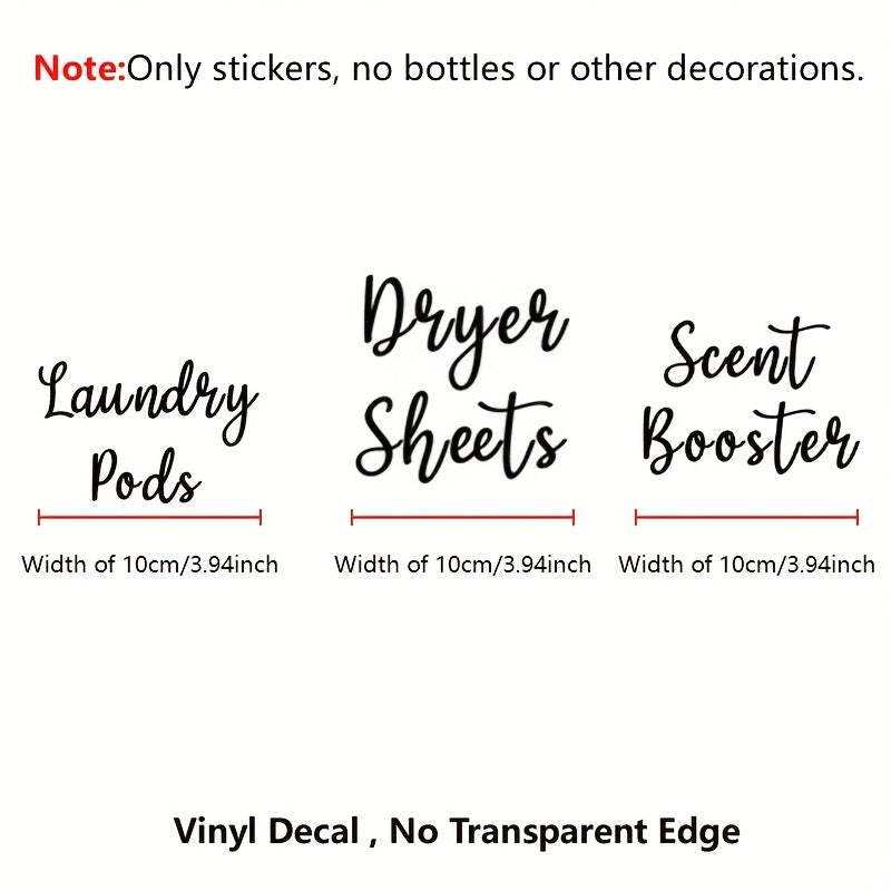 1 Set Laundry Bottles Dryer Sheets Label Vinyl Stickers, Removable Waterproof Decals For Laundry Room And Storage Jar Sticker Bathroom Decoration Dryer Sticker