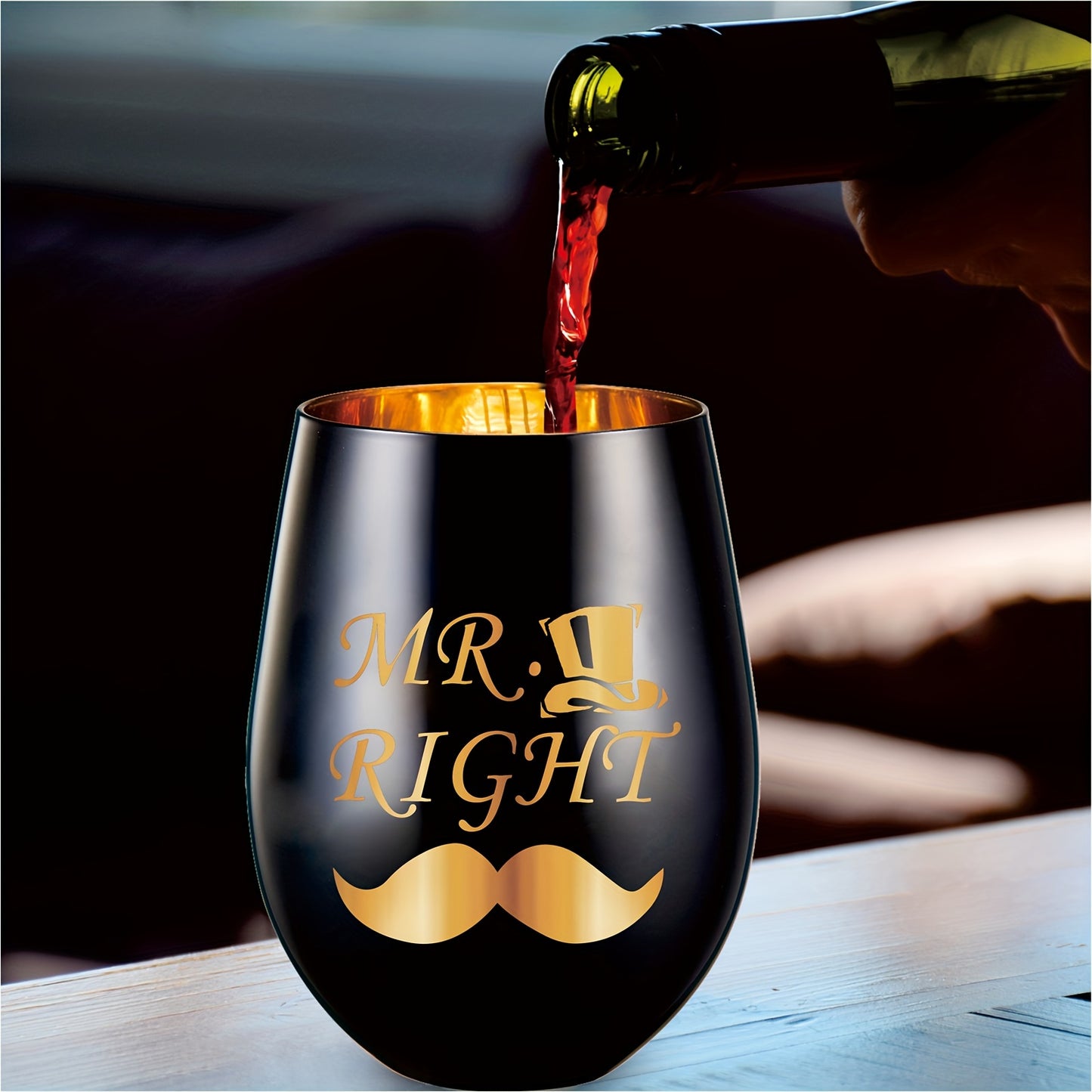 2pcs, Mr Right Mrs Always Right Wine Glasses - Perfect Wedding, Engagement, Anniversary, and Bridal Shower Gifts for Couples