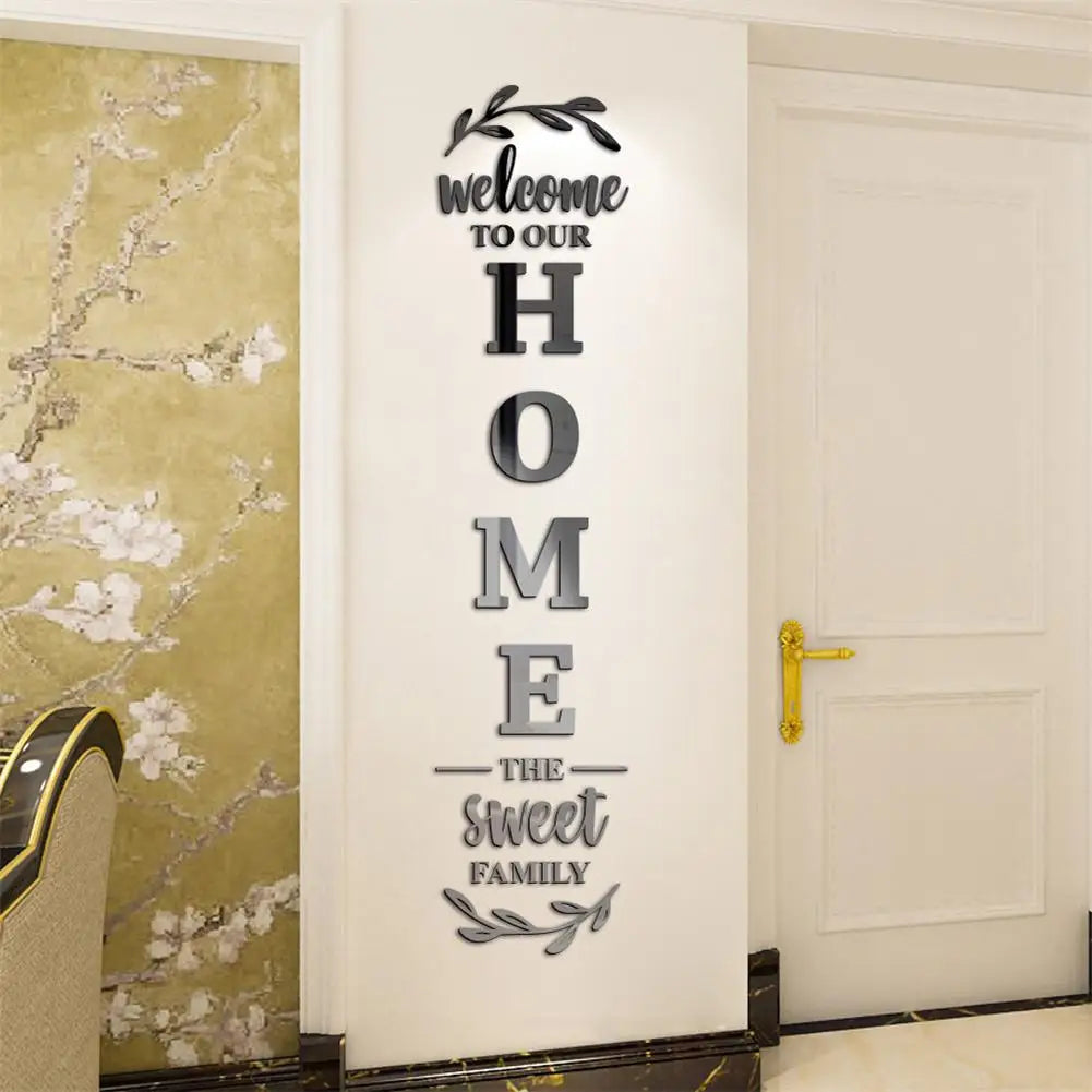 3D Mirror Wall Stickers English Letters Home Family Acrylic Mirror Wall Decals DIY Removable Mirror Wall Stickers for Home Decor