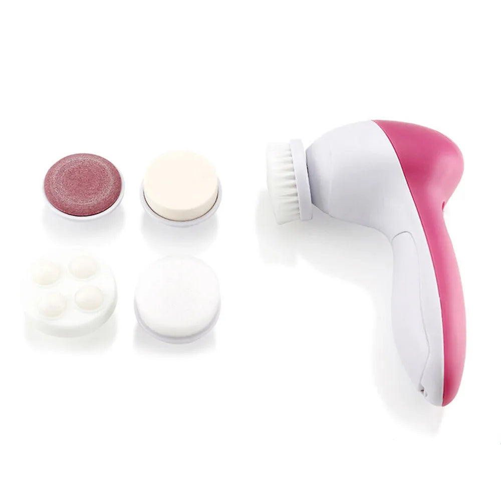 5 in 1 Electric Facial Cleansing Brush Exfoliater Deep Cleaning Face Massage Brush Skin Care Massage Spa 5 Heads