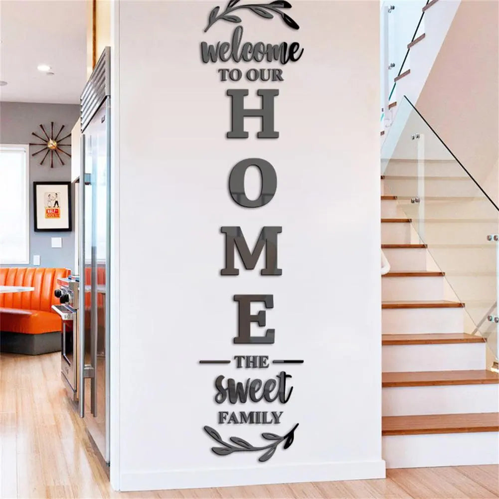 3D Mirror Wall Stickers English Letters Home Family Acrylic Mirror Wall Decals DIY Removable Mirror Wall Stickers for Home Decor