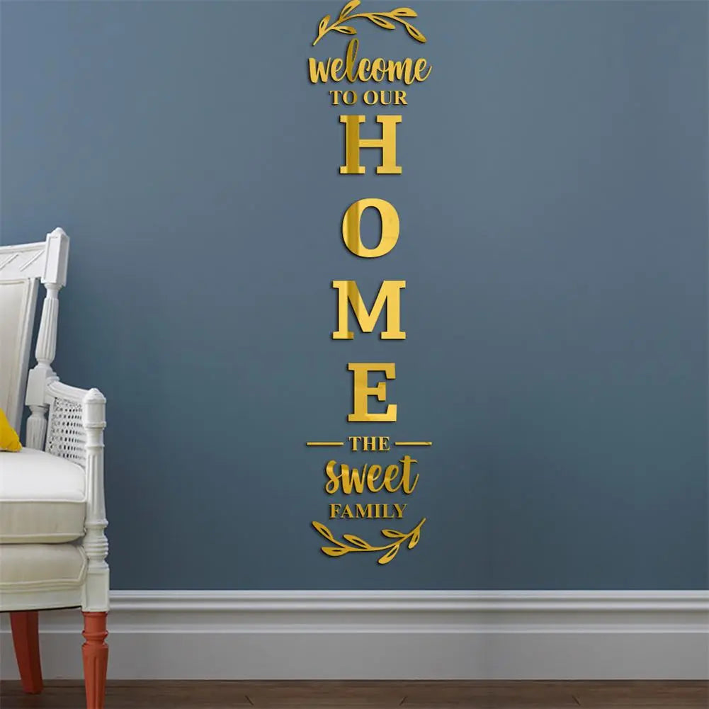 3D Mirror Wall Stickers English Letters Home Family Acrylic Mirror Wall Decals DIY Removable Mirror Wall Stickers for Home Decor