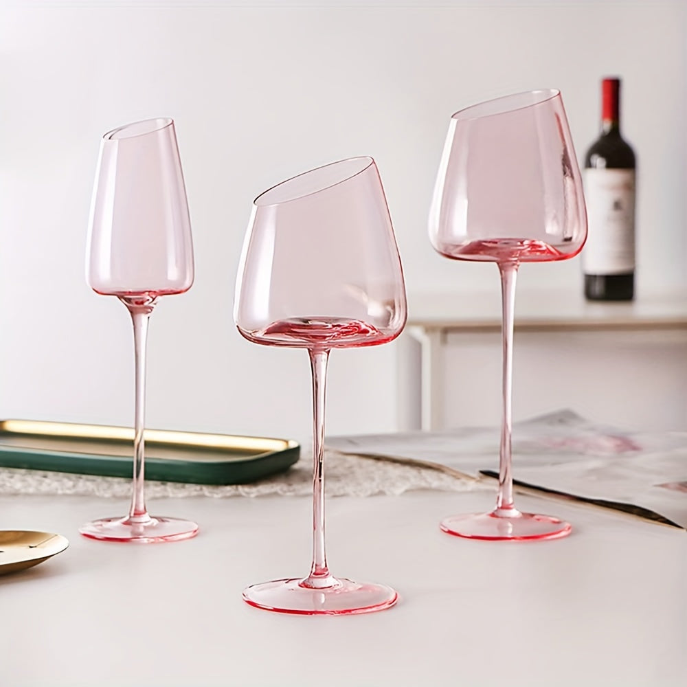 2pcs, Lead-Free Crystal Concave Bottom Bevel Red Wine Glasses Goblet - Pink Flamingo Style Crystal Wine Glass Champagne Glasses Bordeaux Cocktail Glass