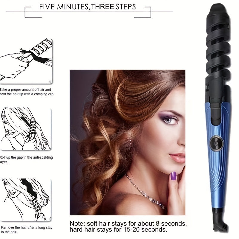 3pcs Blue Hairdressing Tools Set, Hair Straightener Flat Iron, Curling Iron, V Shaped Hair Comb, Multifunctional Hair Styling Tools For Barber Salon Home Use