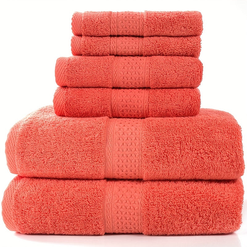 "6pcs Soft and Absorbent Towel Set for Bathroom - Includes 2 Bath Towels (27.5"" x 55""), 2 Hand Towels (13"" x 29""), and 2 Wash Cloths (13"" x 13"") - Available in Solid Colors"