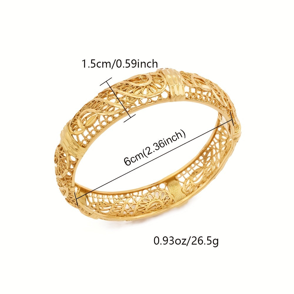 Luxury Style Dubai 24K Gold Plated Ladies Bangle Golden Color Hand Jewelry Bridal Luxury Ethnic Style Ladies Wedding Bangle