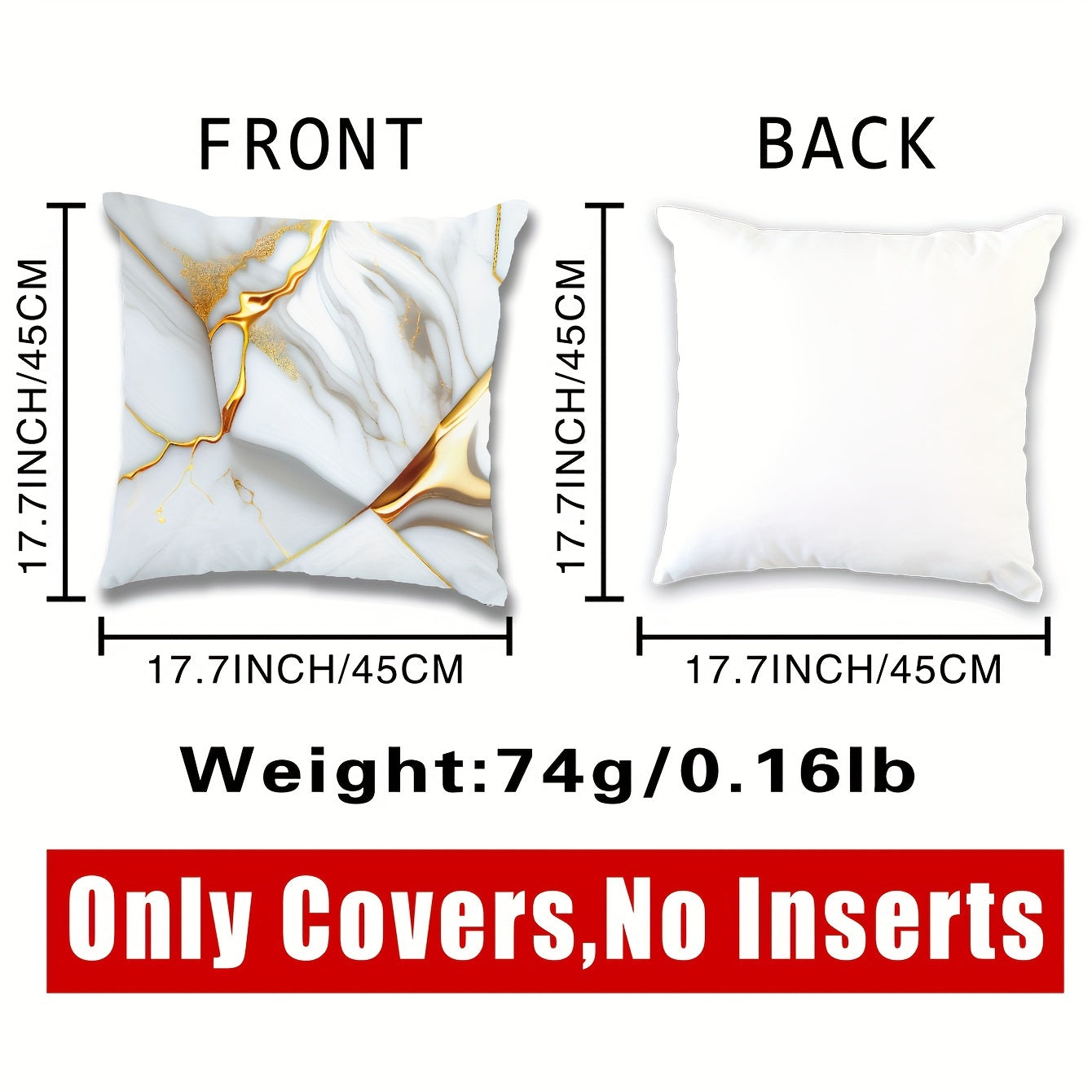 1pc Marble Textured Throw Pillowcase, Bedding Throw Pillow Cover For Living Room Bedroom Sofa, No Pillow Insert, 17.71*17.71in