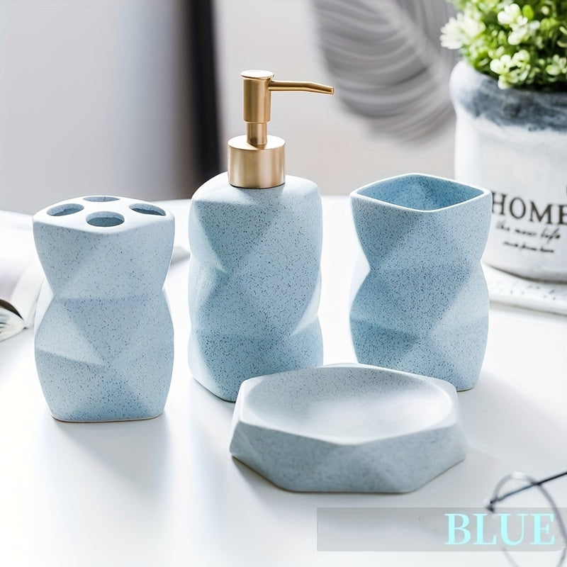 4pcs Nordic Ceramic Bathroom Set - Includes Lotion Dispensing Bottle, Mouthwash Cup, Soap Dish, and Toothpaste Holder - Perfect Gift for Bathroom Lovers