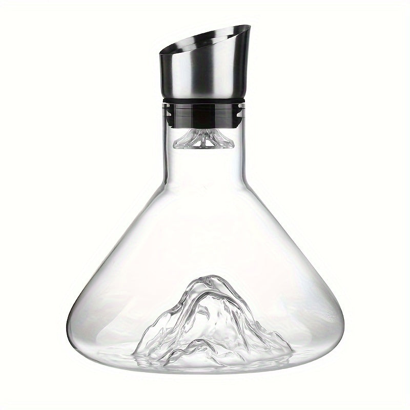 1pc, Wine Decanter, Light Luxury High-end Ice Mountain Wine Decanter, Household Waterfall Wine Decanter, Creative Ice Mountain Bottom Crystal Glass Filter Wine Bottle, Suitable For Home, Party, Couple Dating