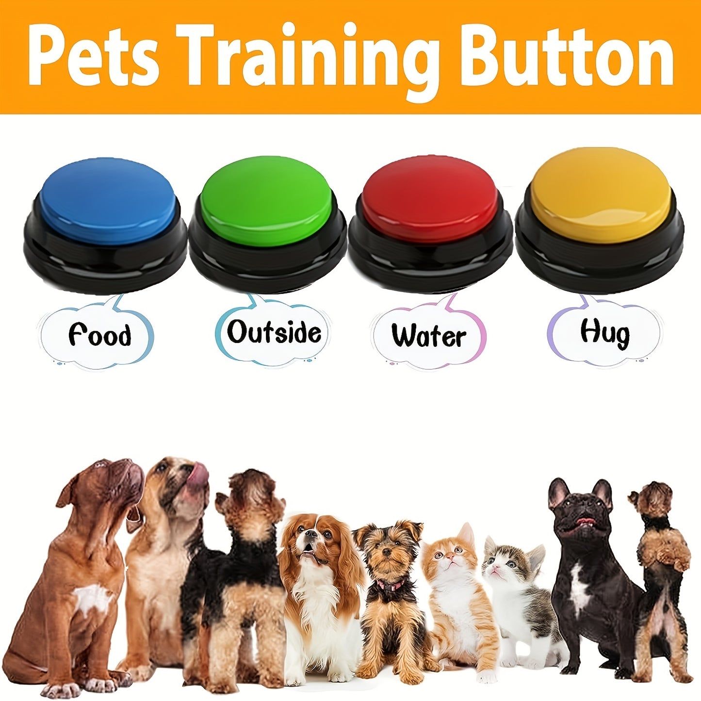 1pc/4pcs Train Your Pet Easily With Dog Buttons: Communication & Speech Training For Dogs & Cats!