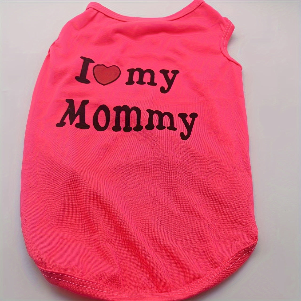 Small Dog Clothes, Soft Puppy Shirt, Cute Summer Dog Vest With "I Love Mom" Pattern, Dog T-Shirts Set, Hearts Graphic Sleeveless Pet Clothing