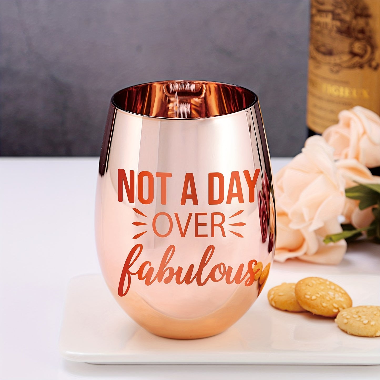 1pc, Wine Tumbler, Stemless Wine Glass, Relaxation Gifts For Women, Mom Best Friend Sister Gifts, Mothers Christmas Day Gifts From Daughter, Birthday Gifts For Women, Happy Birthday Gift