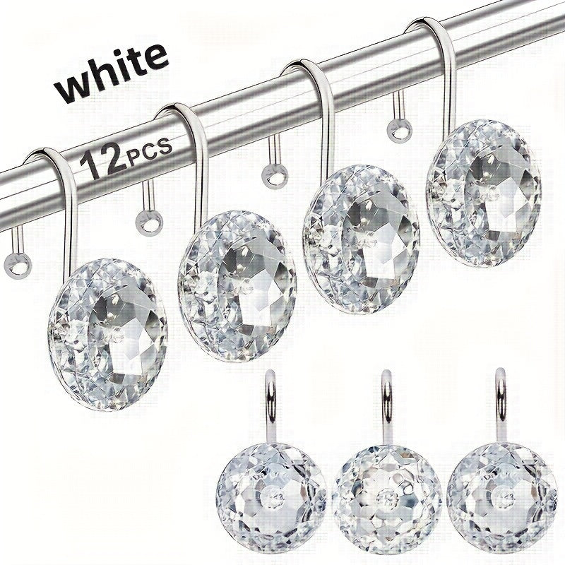 1pc Sparkling Rhinestone-Shaped Acrylic Shower Curtain Hook - Easy to Install and Stick to Any Surface, Perfect for Bathroom Decor and Organization