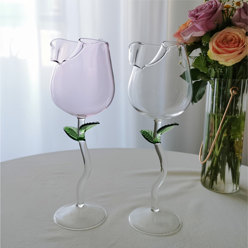 1pc, Unique And Elegant Rose Shaped Wine Glass, 150ml/5oz, Stemmed Wine Glass, Perfect For Red Wine, Cocktails, And More