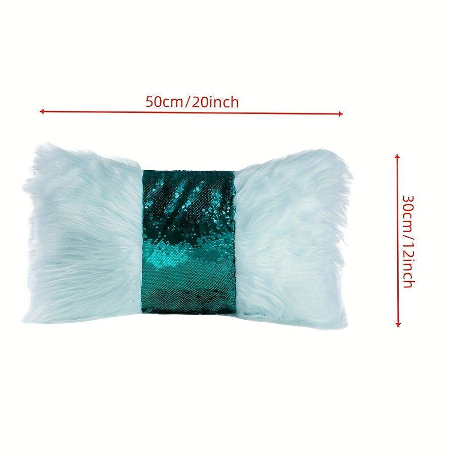 1pc, Luxury Sequin Fur Cushion Cover - Soft Plush Throw Pillow Case with Zipper - Perfect for Home Decor and Living Room Decor