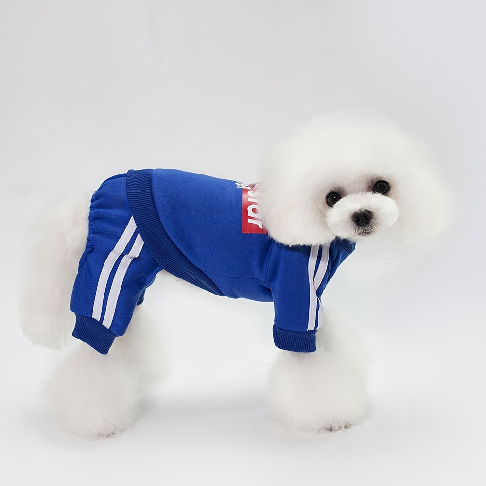 Winter Warm Pet Apparel Jumpsuit, Printed Dog Clothes Sweater, Small Medium Cats & Dogs Costume