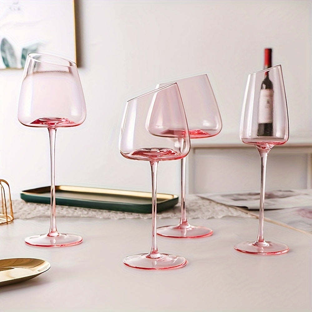 2pcs, Lead-Free Crystal Concave Bottom Bevel Red Wine Glasses Goblet - Pink Flamingo Style Crystal Wine Glass Champagne Glasses Bordeaux Cocktail Glass