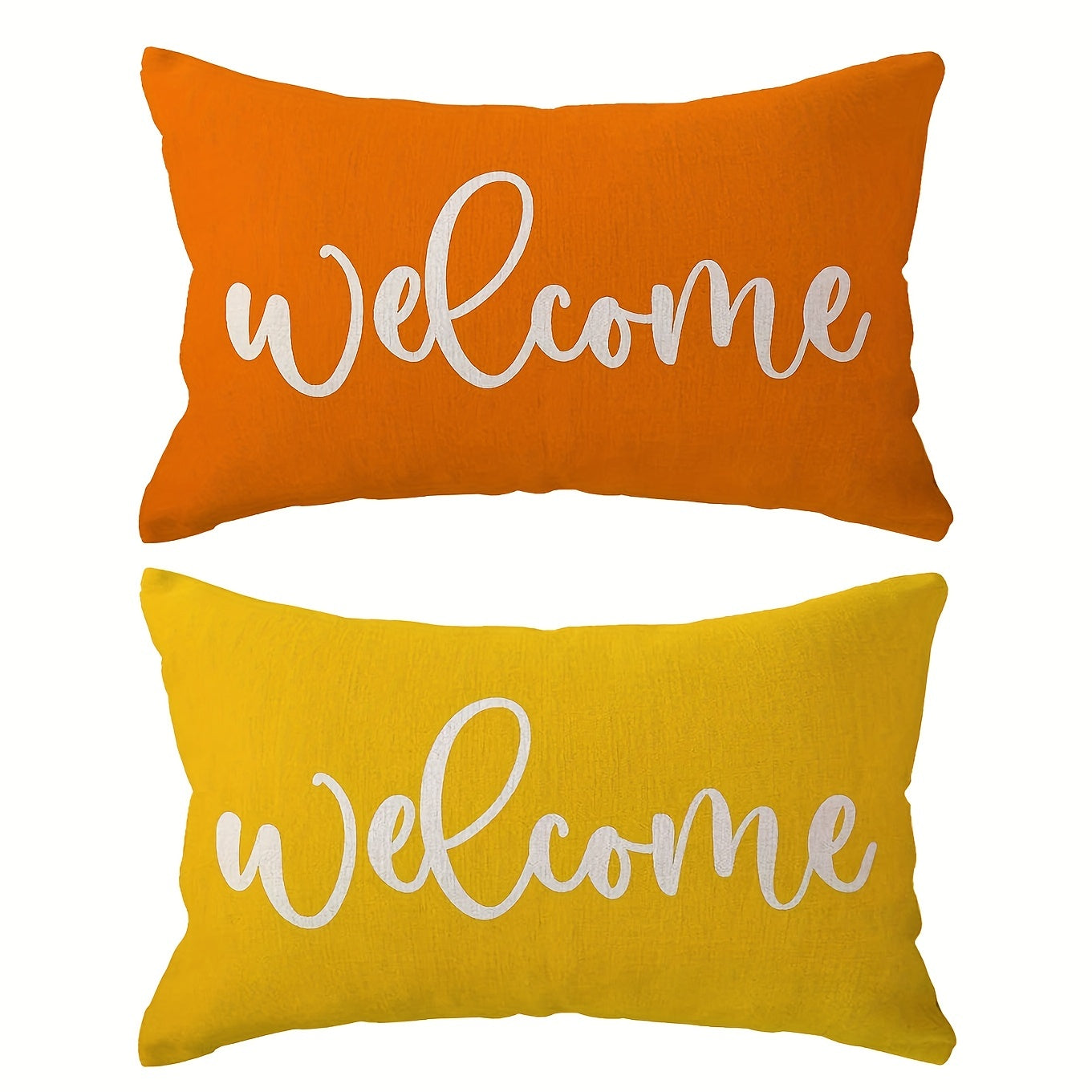 1pc Orange Yellow Printed Pillowcase, Farmhouse Waist Pillowcase, Spring And Summer Sofa Cushion, Linen Blended Bed Cover For Sofa, Home Decoration, No Pillow Core, 11.8 * 19.68 Inches