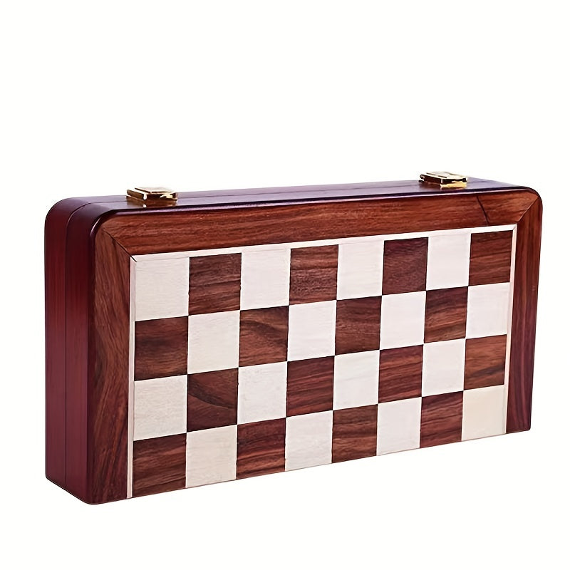 Premium International Chess Set - Solid Wood Foldable Box & Zinc Alloy Metal Weighted Pieces