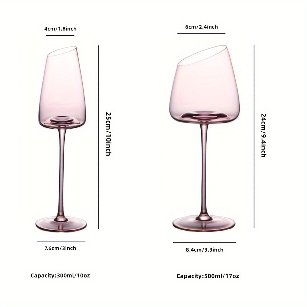 2pcs, Lead-Free Crystal Concave Bottom Bevel Red Wine Glasses Goblet - Pink Flamingo Style Crystal Wine Glass Champagne Glasses Bordeaux Cocktail Glass