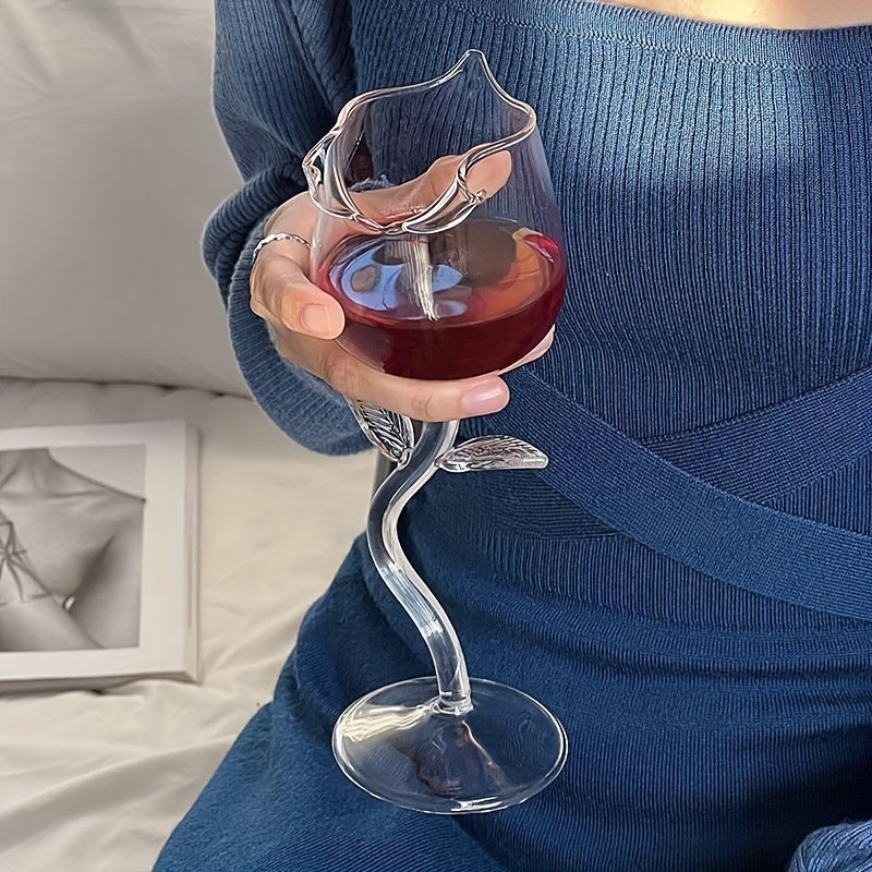 1pc, Unique And Elegant Rose Shaped Wine Glass, 150ml/5oz, Stemmed Wine Glass, Perfect For Red Wine, Cocktails, And More