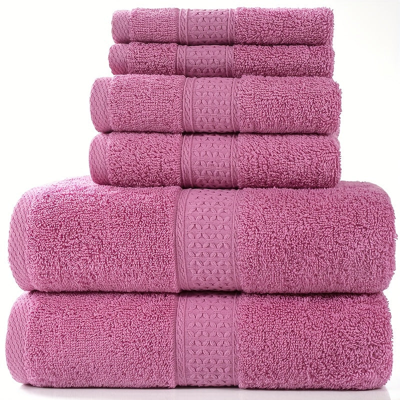 "6pcs Soft and Absorbent Towel Set for Bathroom - Includes 2 Bath Towels (27.5"" x 55""), 2 Hand Towels (13"" x 29""), and 2 Wash Cloths (13"" x 13"") - Available in Solid Colors"