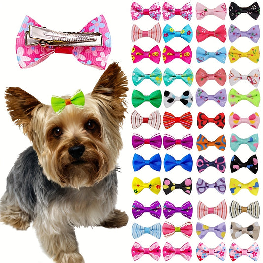 20pcs Adorable Pet Hair Clips - Bowknots, Colors & Varieties for Dogs & Cats! .